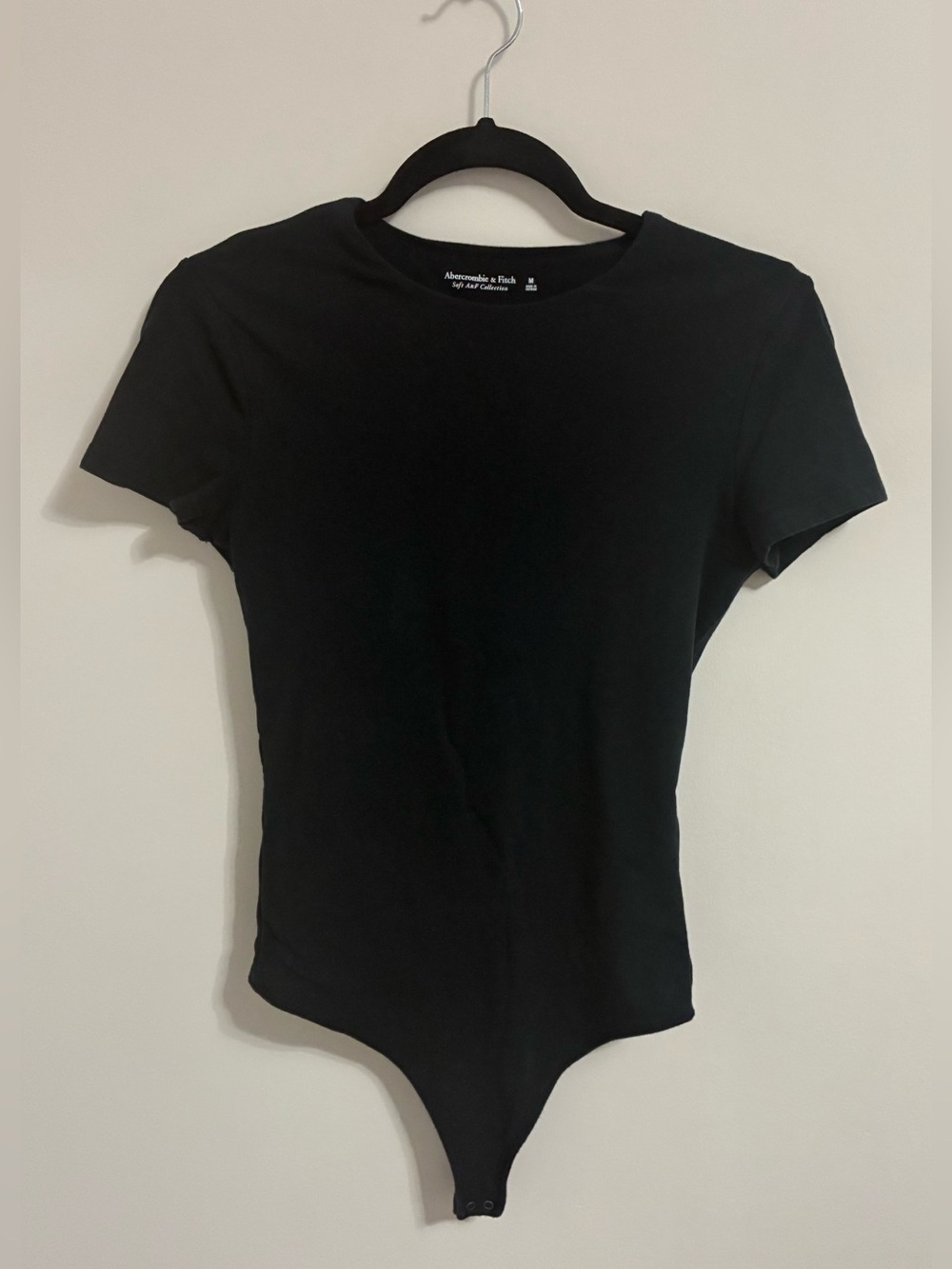 Abercrombie & Fitch Black Double lined Short-Sleeve Crewneck Bodysuit - Picture 1 of 4